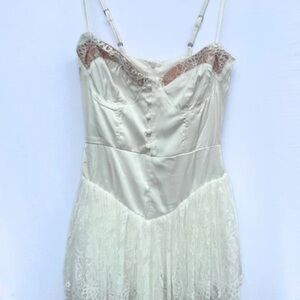 White Lace Romper Dress - one of a kind